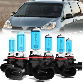 LECCIBUB Headlight Bulbs Compatible With Toyota Sienna 2006-2010, 9005 + 9006 High Low Beam + 9006 Fog Lights Halogen Light Bulb, Super Bright 6000K White, Plug and Play, Pack of 6