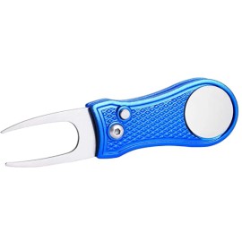Unbranded Switchblade Metal Divot Tool, Ball Marker - Blue
