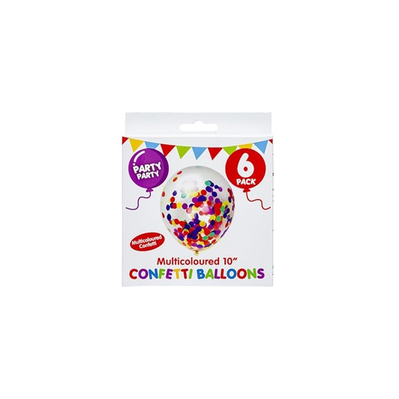Stunning Multicolor Confetti Balloons - (Pack of 6) - Premium