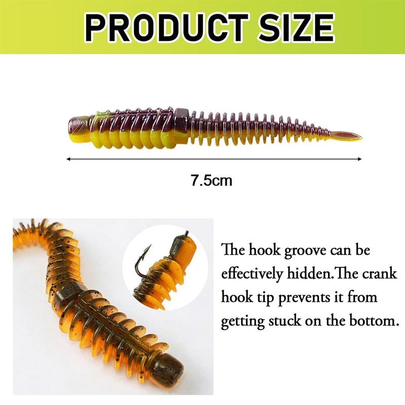SURALIN Fishing Lure, Rubber Fish, Black Loach Professional Bait, Pike