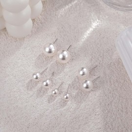 Mameloly Pearl Earrings for Women Dainty 925 Sterling Silver 12MM Handpicked Simulated White Pearl Stud Earrings Hypoallergenic