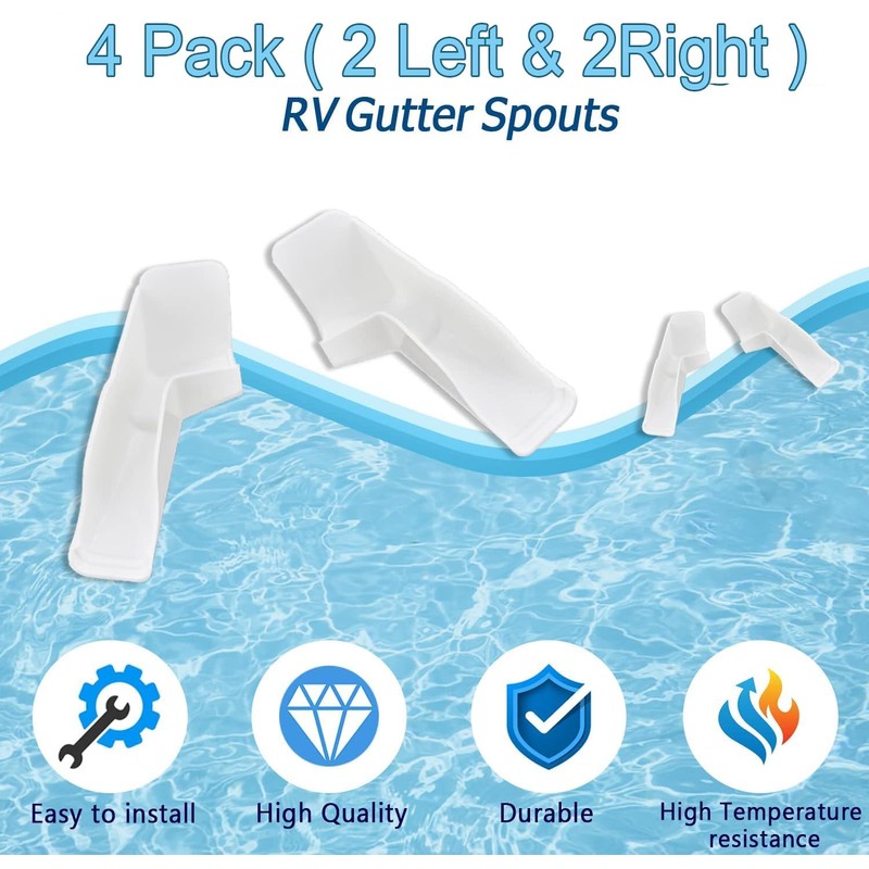 Podoy 4 Pack RV Rain Gutter Spouts with Extension Left
