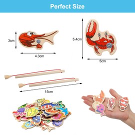 KQDRAVINE Wooden Fishing Game 31 Fish & 2 Fishing Rods Magnetic Game Magnetic Fishing Game from 2 Years & 3 Years Magnets Children Fish Toy Fish Fishing Game Funny Gifts for Children