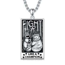 LEECCI Boxing Glove Necklace 925 Sterling Silver Punk Boxing Chain Fighting Glove Pendant Sport Jewelry for Men