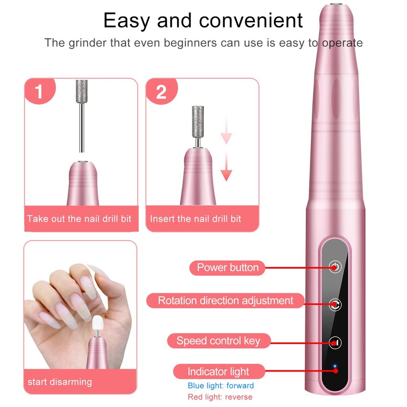 Professioneller Nagelschleifer, 35.000 U/min, elektrische Nagelfeile, kabellos, mit LED-Display, Maniküre-Set,