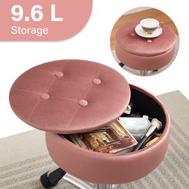 Gitrah Vanity Chair with Wheels Adjustable Vanity Stool with Storage Swivel Vanity Stool for Vanity Rolling Makeup Stool Chair Pink