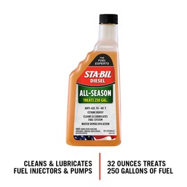 STA-BIL Diesel All-Season - Anti-Gel - Cetane Boost - Cleans and Lubricates Fuel System - Water Demulsification - Treats 250 Gallons - Effective in All Diesel and Bio-Diesel, 32 fl. oz. (15214)