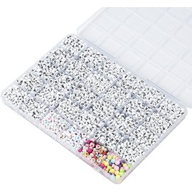 Jollin 2100pcs Letter Beads Charms Bracelet Necklace Earring Jewellery Making Kit Accessories for Key Chain Art Craft Birthday Gifts 4 x 7 mm