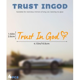 UNLRAE 4PCS Car Stickers,Car Accessories Trust in God Rearview Mirror Sticker,Crystal Christian Sticker,Rearview Mirror Accessories,Car Stickers and Decals,Fit for Most Cars,Trucks,SUVs (Orange)