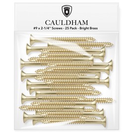 Cauldham Black Wood Screws #9 x 2-1/4 Inch for Door Hinges - 25 Pack