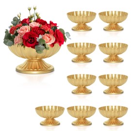 AZXTOPSEZ Gold Flower Vases for Centerpieces: Vintage Compote Bowl Vase for Wedding Gold Centerpieces for Table 4 Inch Small Pedestal Vase for Party Metal Urn Vase for Anniversary Home Decor Set of 10