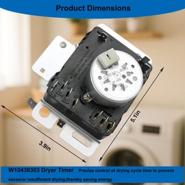 W10436303 Clothes Dryer Timer for Whirlpool Kenmore Maytag Amana etc,Electric Dryer Timer Replacement Parts WPW10436303 AP6021393 PS11754717, for WED4616FW0 WED4850HW0 NED4700YQ0 NED4700YQ1 Dryer etc