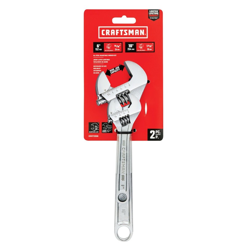 CRAFTSMAN All Steel Adjustable Wrench Set, 2 Piece (CMMT12006)