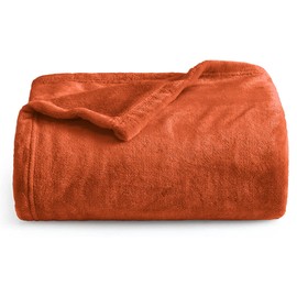 Oxford Homeware Fleece Blanket Sofa Throw Cuddly Reversible Soft Throws for Bed, Couch, Settee, Travel Lightweight and Breathable Blanket fit All Season (Rust, King)