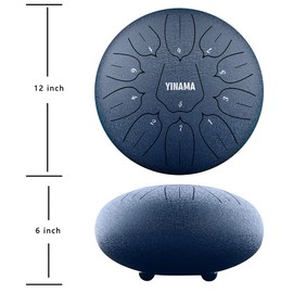 Yinama Steel Tongue Drum Percussion Instrument 11 Notes 12 inches Dark blue