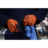 GLOVEWORKS Orange Disposable Gloves, Flock-Lined Nitrile Gloves, Raised Diamond Texture,