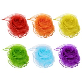 PATIKIL Dance Scarves, 6 Pcs Square Juggling Scarves 24 by 24 Inches for Play Magic Music Activity Juggling Dressing, Red, Yellow, Light Blue, Green, Purple, Orange