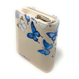 Shag Wear Butterflies Small Wallet for Women and Teen Girls Vegan Faux Leather 5" Beige