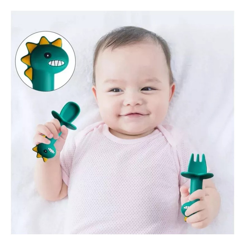 Luxury Duo Cubierto De Bebes Tenedor Cuchara Anti-asfixia Papilla