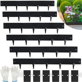 MTART Metal Landscape Edging 6-Pack, 6" H x 39.4" L Galvanized Steel Garden Edging Border for Landscaping with Black Coated, Bendable Metal Edging for Garden, Yard, Lawn (19.7 Ft Total Length)