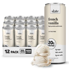 Slate Leche - Batido De Leche Alto En Proteína - Vainilla Francesa - Sin Lactosa, 20G De Proteína, 1G De Azúcar, 100 Calorías, 1G De Carbohidratos Netos, Sin Azúcar Agregado - Natural, Incre