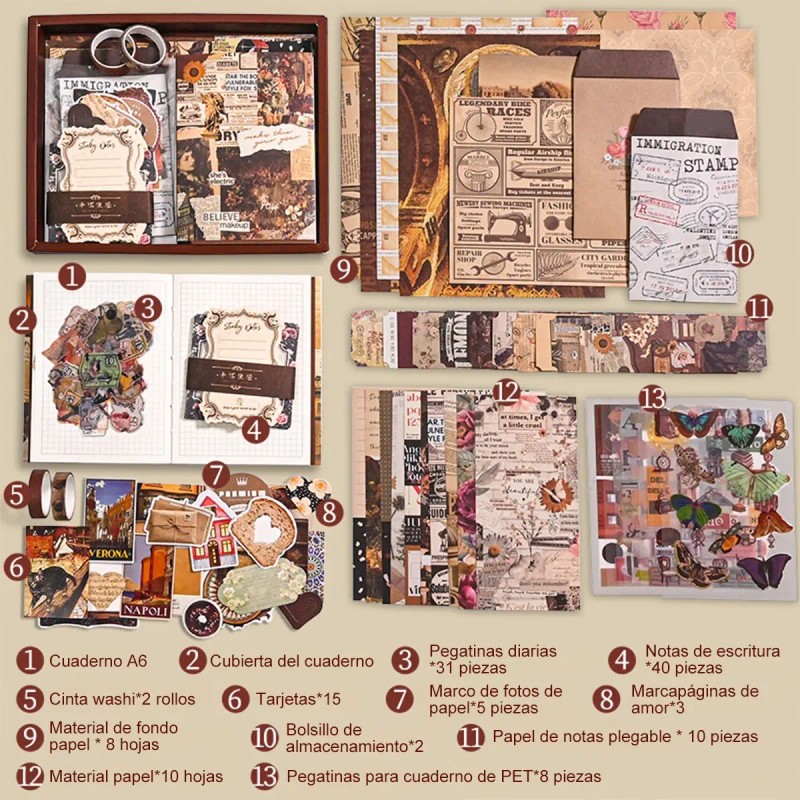 Journal Scrapbook Papel Stickers Y Agenda Vintage Calcomanía