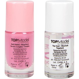Depesche 13496 TOPModel - Nageldesign-Set Beauty and Me, Nagel Set mit rosa Nagellack, transparentem Überlack und verschiedenen Nagelstickern