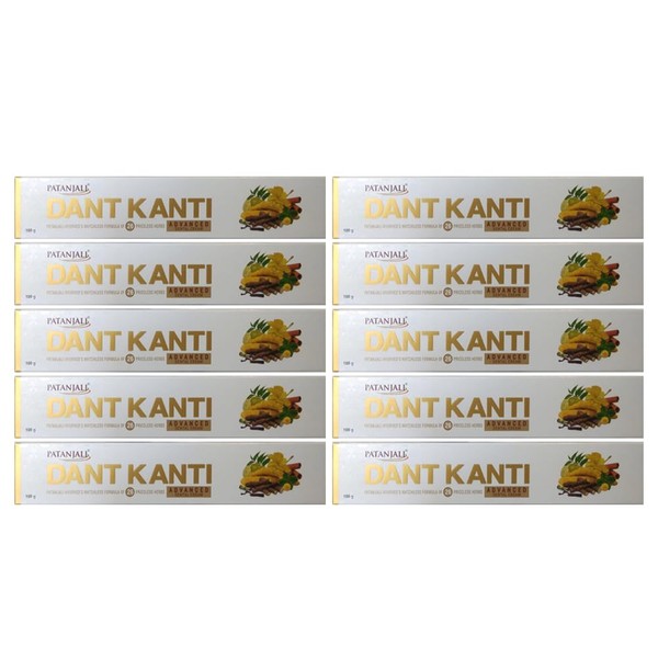 Patanjali Dant Kanti Toothpaste Dental Cream Advance100gm (Pack of 10)