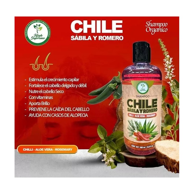 HIGH SUPREME Shampoo de Chile, Sábila & Romero (Natural Shampoo