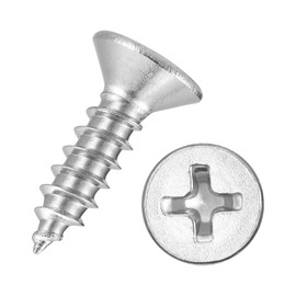 Kozelo 250pcs Phillips Flat Head Wood Screws - [ST3.5x8mm] 304 Stainless Steel Countersunk Self Tapping Screws for Furniture Assembly, Interior Trim, Outdoor Construction, Silver