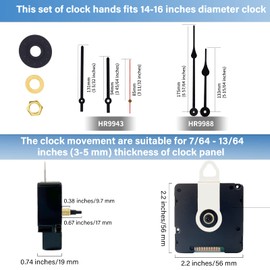 DEEWISH Radio Clock Mechanism DIY with 5-inch and 6-inch clock hands, 0.67 inches (17mm) Axis Length MSF Radio Electric Controlled Clock, Repair Wall Clock Clockwork, Clock Parts