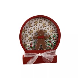 Agape Gifts Designs AGD Christmas Decor - Gingerbread Man Dry Snow Globe Wood Shaker
