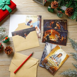 Cholemy 36 Sets Religious Nativity Christmas Cards with Envelopes Christmas Cards Bulk Assorted Xmas Greeting Cards Happy Holidays Card for Christmas Holiday Party, 6 x 4 Inches, 6 Styles