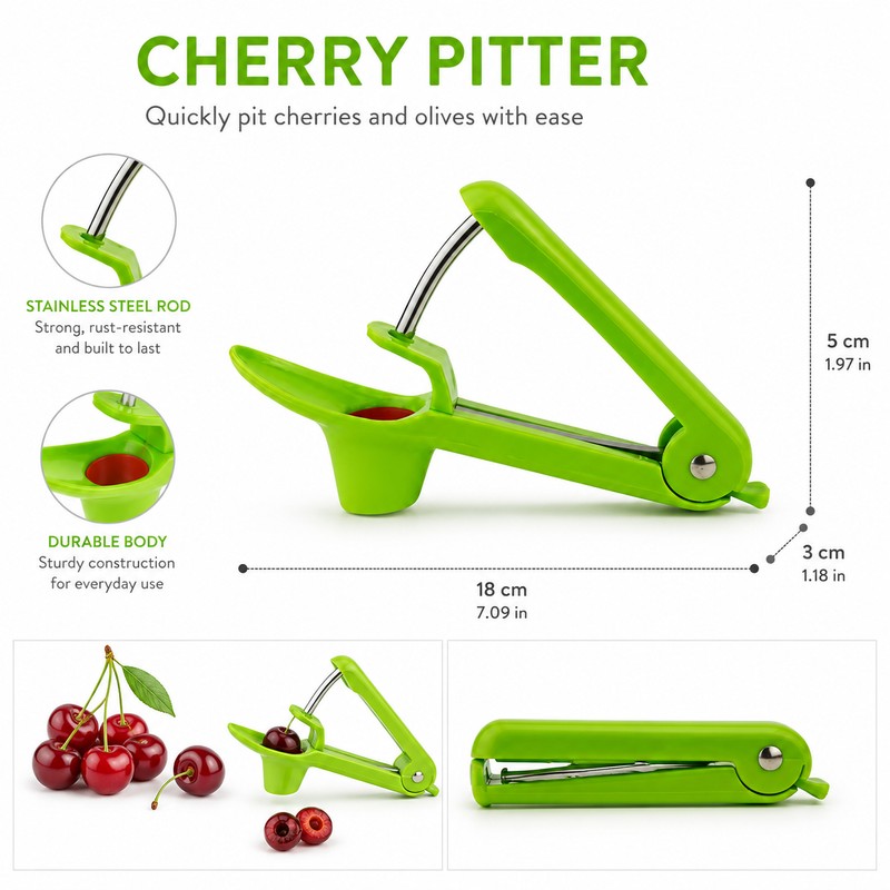 Cherry Pitter Tool for Kitchen Fruit Prep – Stainless Steel