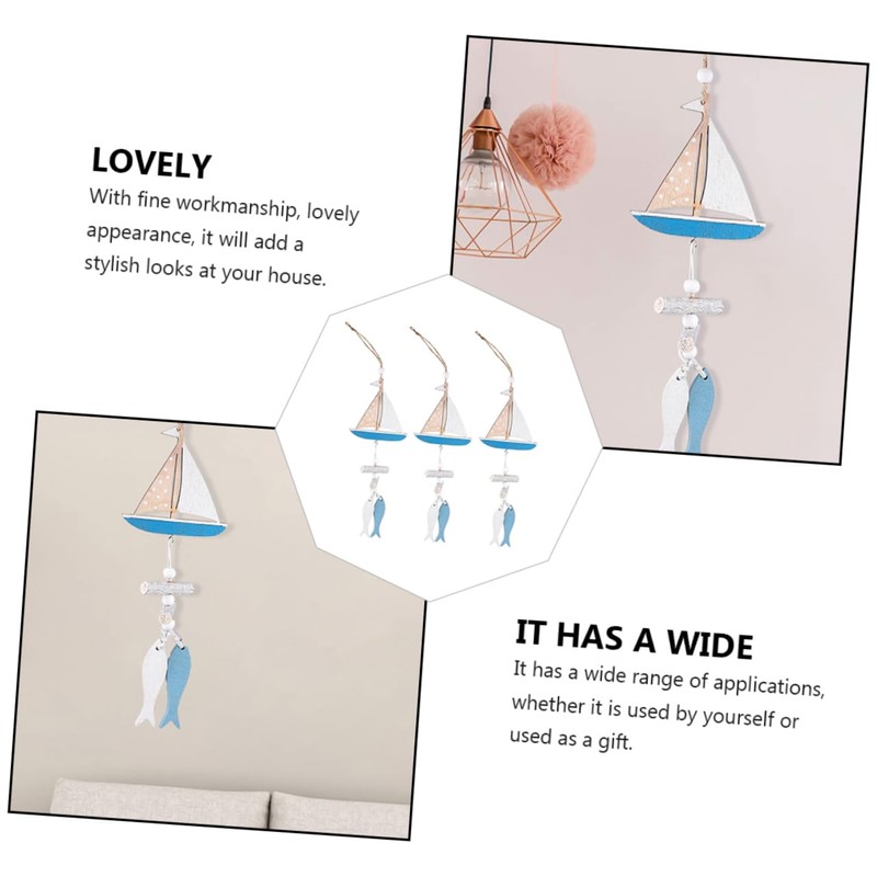 BIUDECO Wooden Fish Pendant Pcs Set Hanging Ornaments for Home