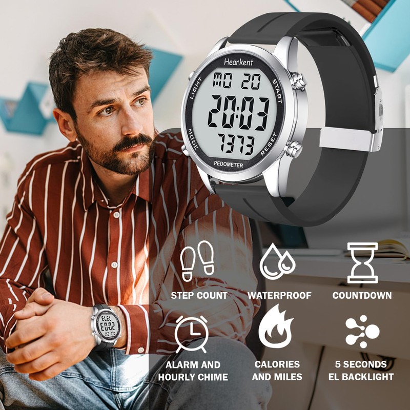 Pedometer Watch for Walking for Senior Non Bluetooth No App