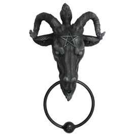 Baphomet Head Lucifer Satanic Demon Goat of Mendes Pagan Occult Door Knocker Halloween Decor Figurine 23cm Tall