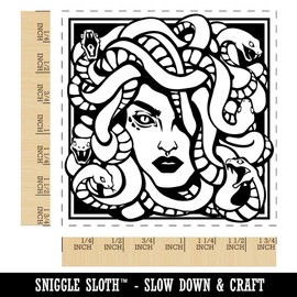Snake Haired Gorgon Medusa Greek Myth Square Rubber Stamp for Stamping Crafting - 1.75in Medium