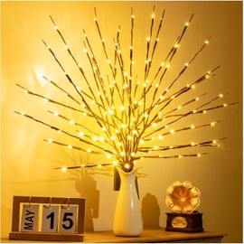 QiWeiFaCai Branch Light, Twig Lights with 20 LED Bulbs, Prelit Branches for Vase Filler, Lighted Branches for Christmas, Candlelight Dinner Romantic Decoration, Battery Operated, Warm White