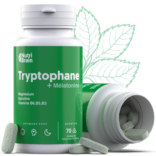 Pharmaceutical Grade Melatonin + Tryptophan | High Power Product | Perfect Sleep, Energy, Concentration, Well-Being, Anxiety Reduction and Stress Relief | With Spirulina Vit B6, B5, B3