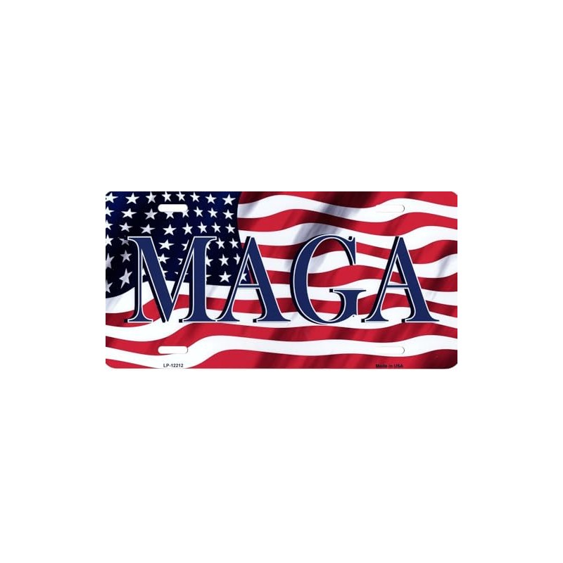 MAGA Flag Novelty Metal License Plate Tag LP-12212