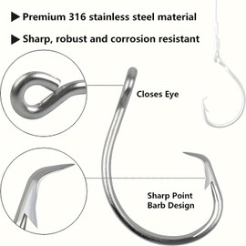 YOTO Heavy Duty Shark Rig for Surf Fishing – 4PCS Stainless Steel Wire Leader, Durable Hooks & Swivels, Perfect for Shark & Big Game Fishing 16/0