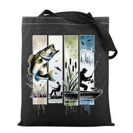VAMSII Fishing Gifts for Men Fisherman Tote Bag Fishing Lover Gift Hunting Camping Bag Anglers Gifts (CAFishingTote)