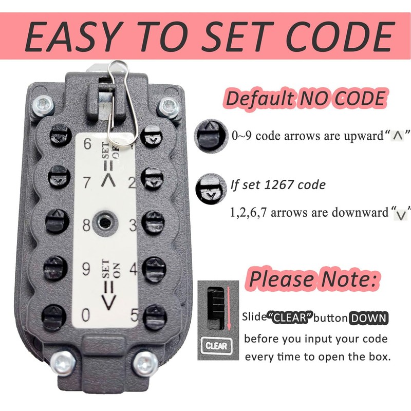 Key Lock Box Wall Mount, Lock Box for Keys with