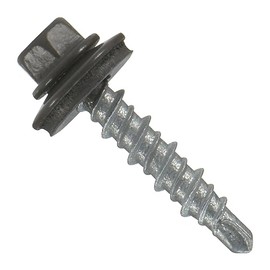 #10x1" Hi-Lo Mini-Driller EPDM Washered Metal Roofing/Siding Fasteners (250pcs) (Burnished Slate/Antique Bronze)