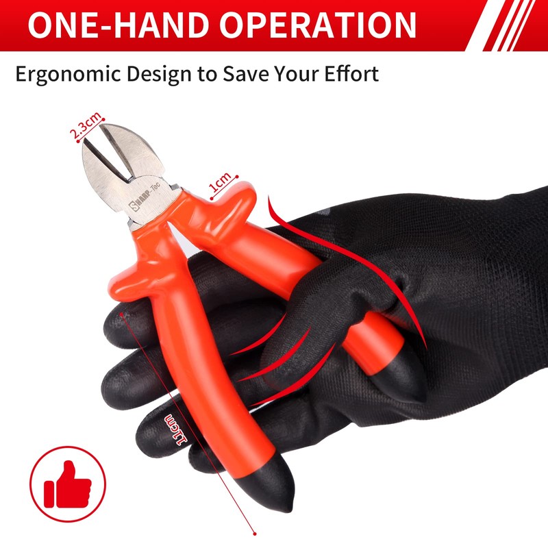 Sharp-tec 1000V Insulated Side Cutters Electrical, 160mm Snips Electrical Wire