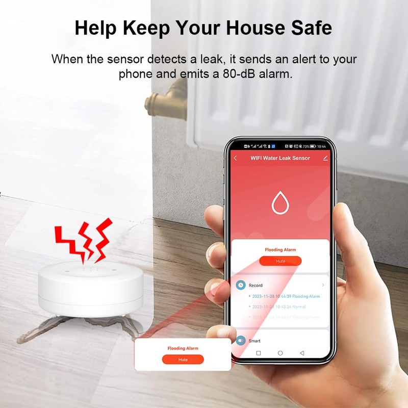 WiFi Water Ieak Detector: Smart Water Ieak Sensor with 80dB