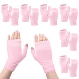 Casuallined 6 Pairs Fingerless Eczema Gloves Moisturizing for Adults Cotton Overnight Dry Hands(Pink)