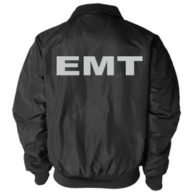 Qraphic Tee EMT Heavyweight Jacket, Reflective Logo, Fleece body Lining & polyfill sleeve lining jacket, Emergency Medical (black, Medium)