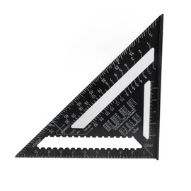 Triangle Ruler Black Right Angle Ruler Inch Metric Aluminum Alloy Carpenter Square Measuring Device Woodworking Tool 12in